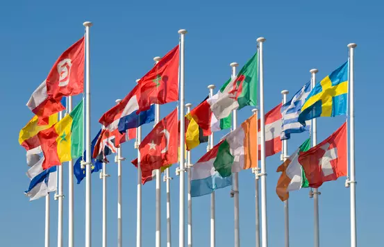 European flags on poles