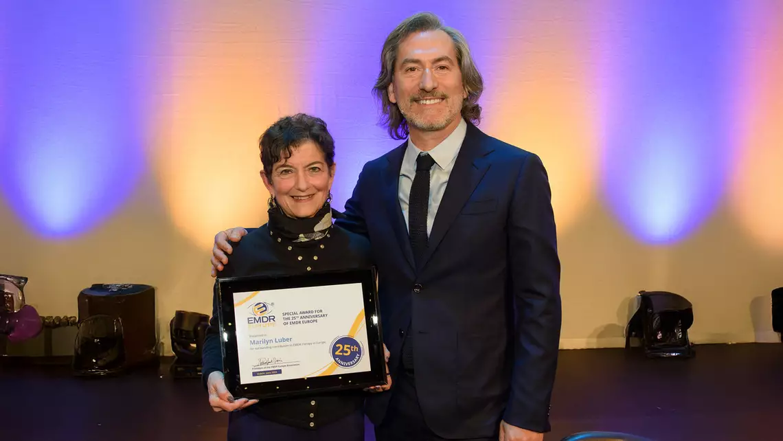 Award winner Marilyn Luber and President Olivier Piedfort Marin